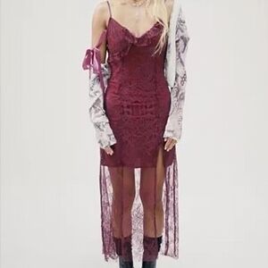 Urban outfitters red/purple lace dress